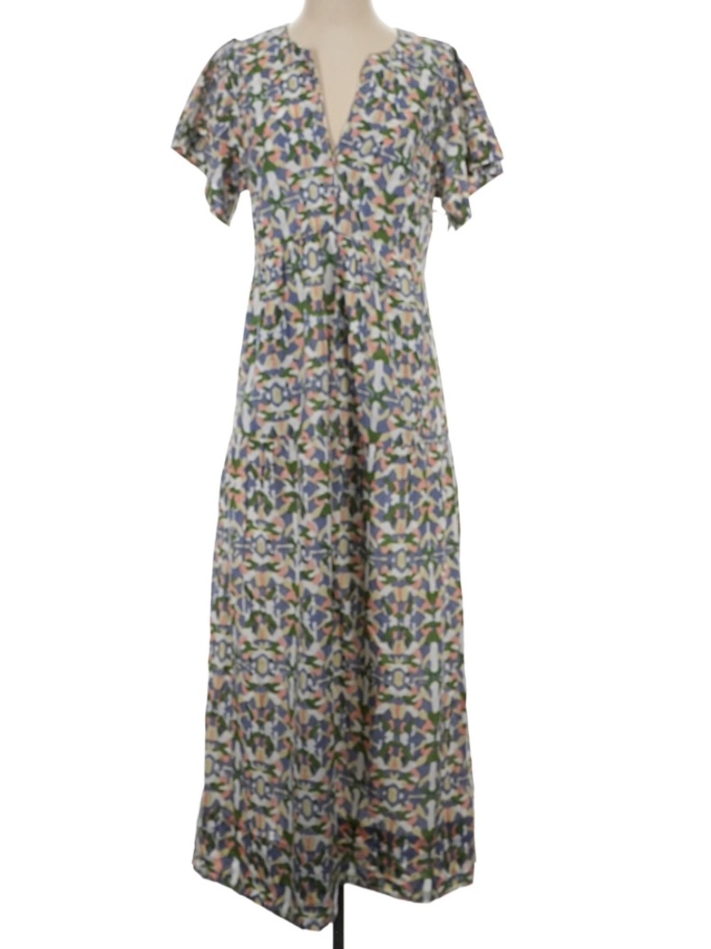 NWT Mirth Cotton Floral Geometric V-neck Maxi Dress Garden Floral Size Small